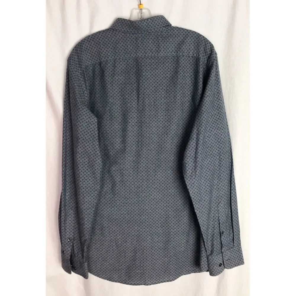 Banana Republic Standard Fit Shirt Mens Size L Blue Cotton Long Sleeve Geometric
